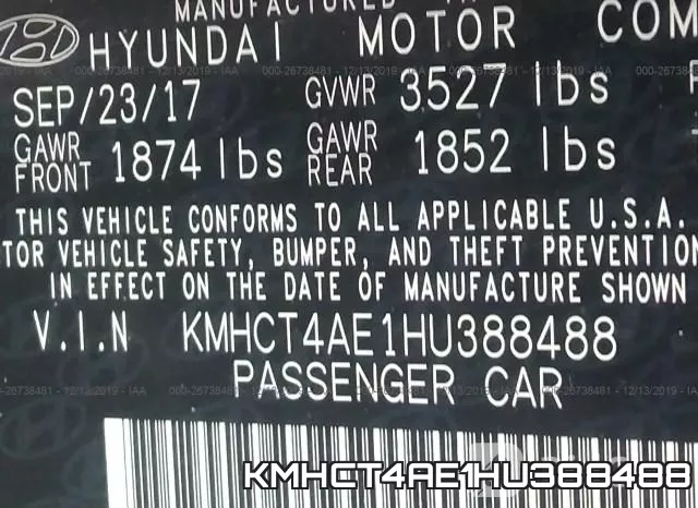 KMHCT4AE1HU388488 фото 8