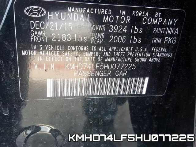 KMHD74LF5HU077225 фото 2