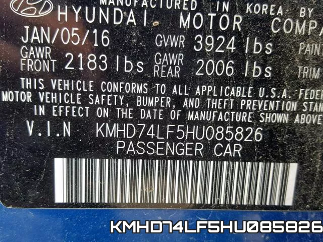 KMHD74LF5HU085826 фото 2
