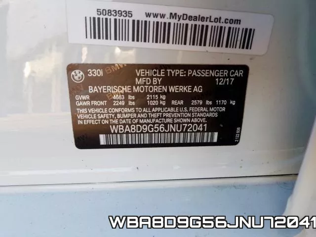 WBA8D9G56JNU72041 фото 2