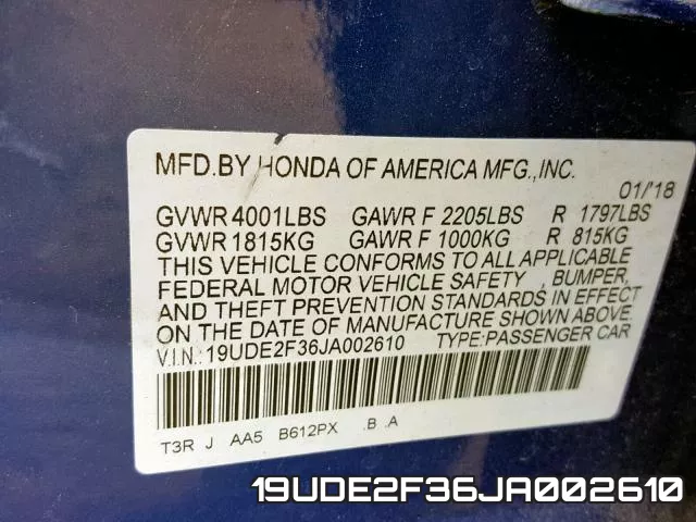 19UDE2F36JA002610 фото 2