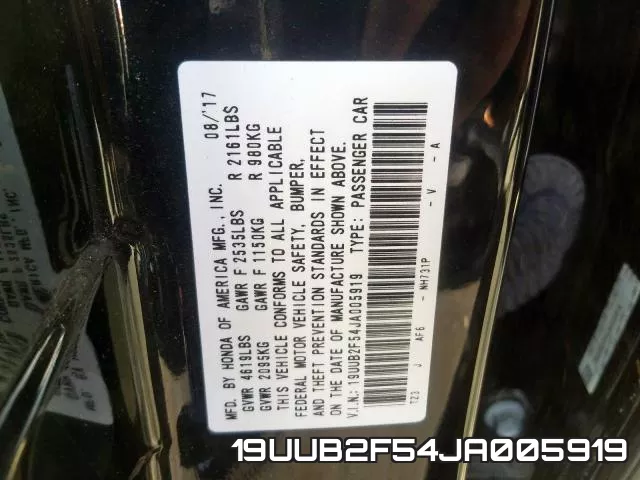19UUB2F54JA005919 фото 2