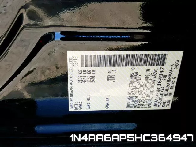 1N4AA6AP5HC364947 фото 2
