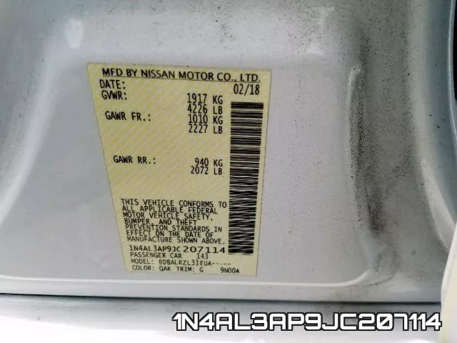 1N4AL3AP9JC207114 фото 2