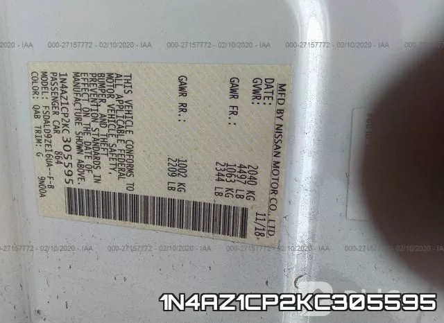 1N4AZ1CP2KC305595 фото 5