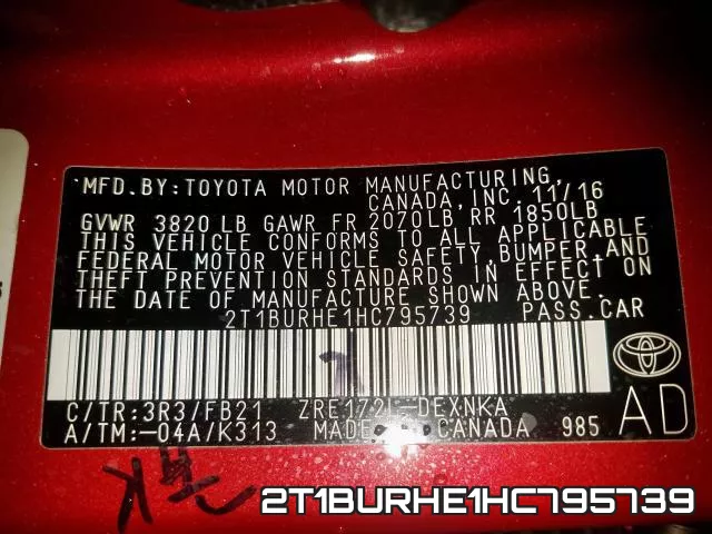 2T1BURHE1HC795739 фото 2