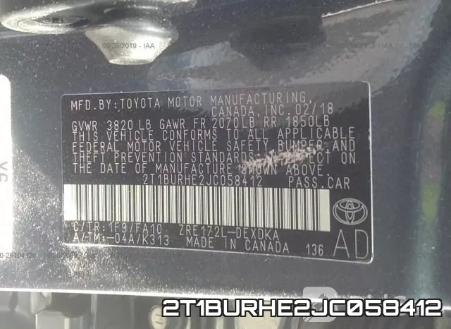 2T1BURHE2JC058412 фото 10