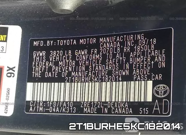 2T1BURHE5KC182014 фото 10