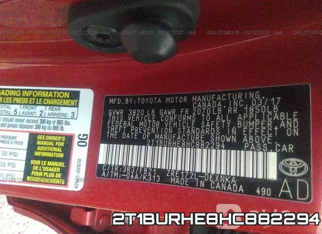 2T1BURHE8HC882294 фото 5