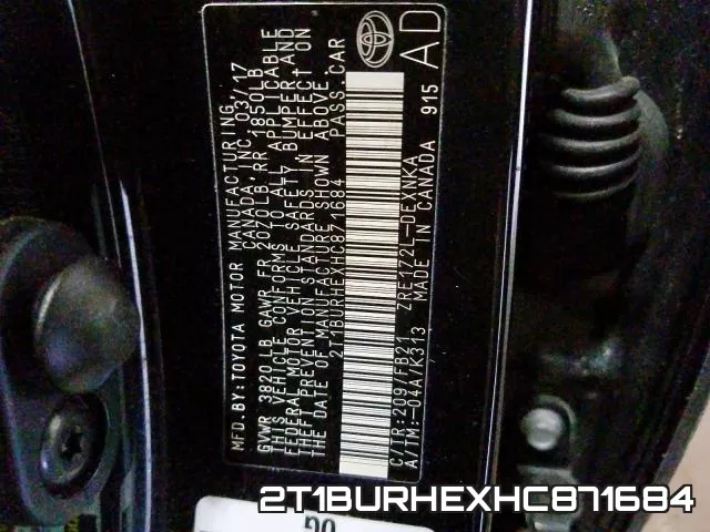 2T1BURHEXHC871684 фото 2