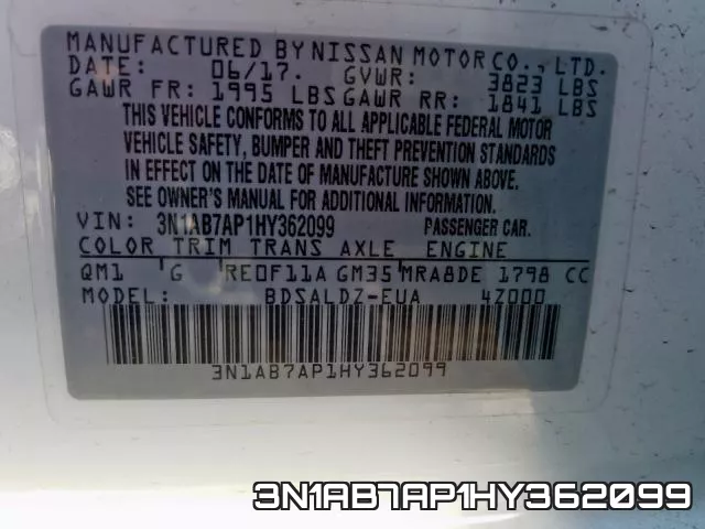 3N1AB7AP1HY362099 фото 2