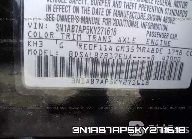 3N1AB7AP5KY271618 фото 10
