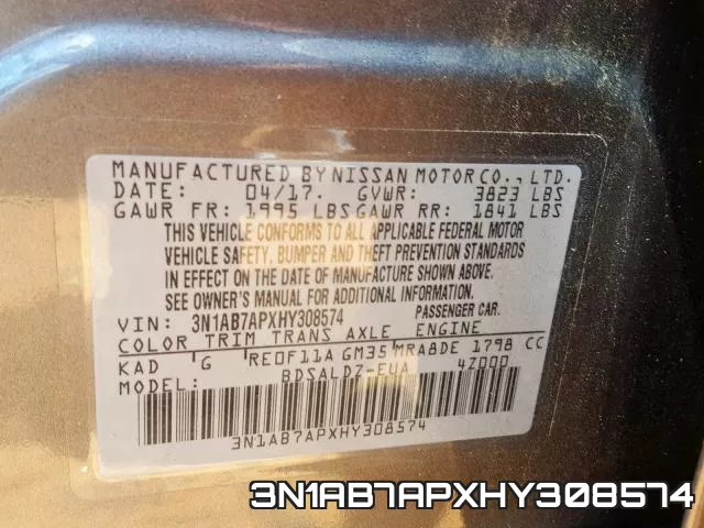 3N1AB7APXHY308574 фото 2