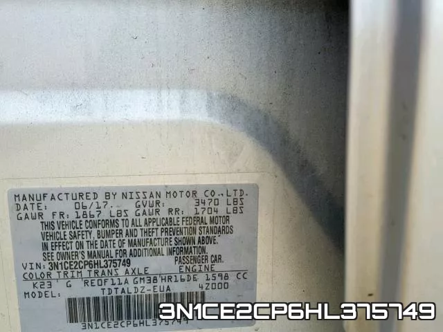3N1CE2CP6HL375749 фото 2