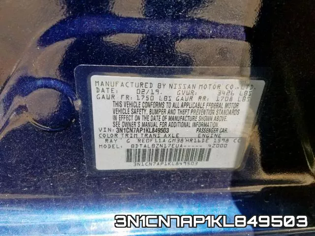 3N1CN7AP1KL849503 фото 2