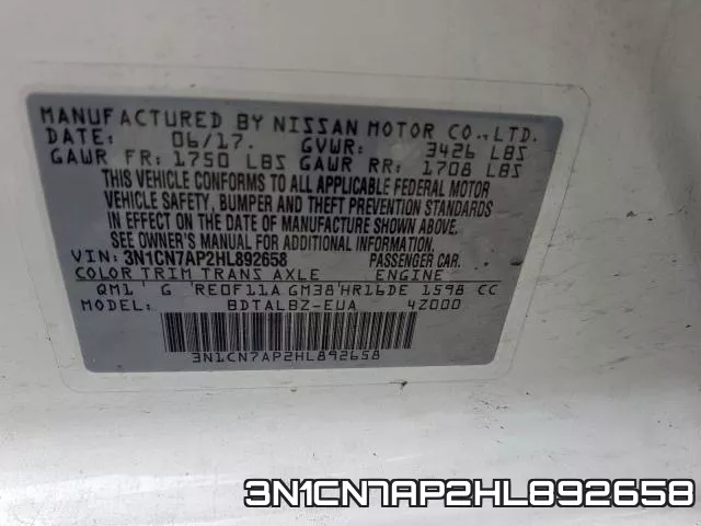 3N1CN7AP2HL892658 фото 2
