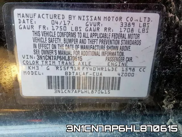 3N1CN7AP6HL870615 фото 2