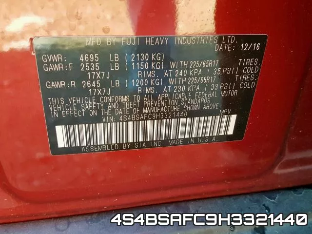 4S4BSAFC9H3321440 фото 2