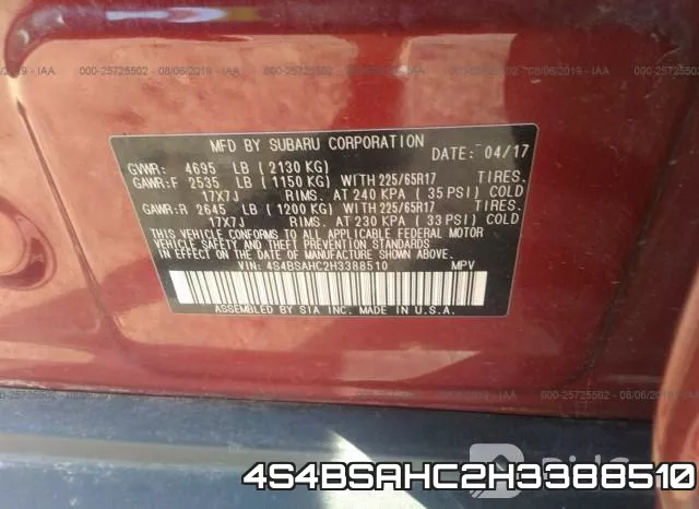 4S4BSAHC2H3388510 фото 7