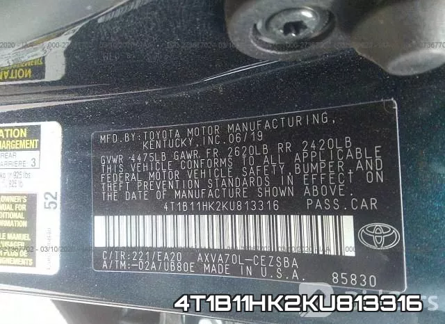 4T1B11HK2KU813316 фото 10