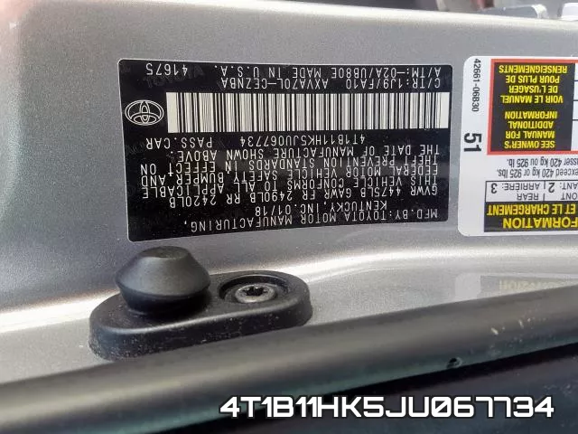 4T1B11HK5JU067734 фото 2
