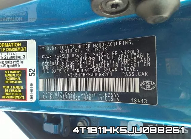 4T1B11HK5JU088261 фото 10