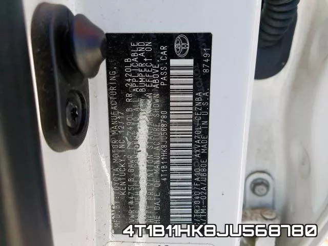 4T1B11HK8JU568780 фото 2