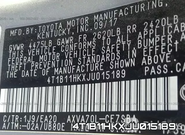 4T1B11HKXJU015189 фото 10