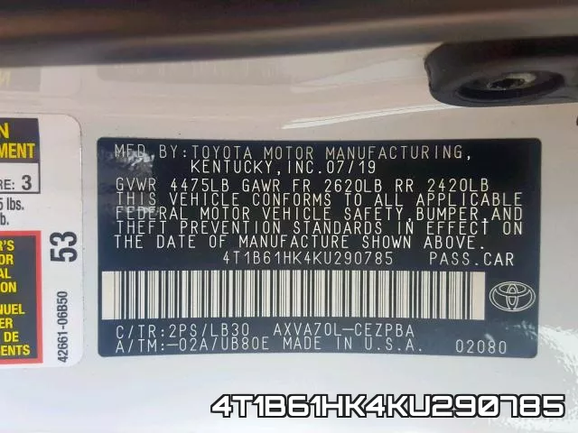 4T1B61HK4KU290785 фото 2