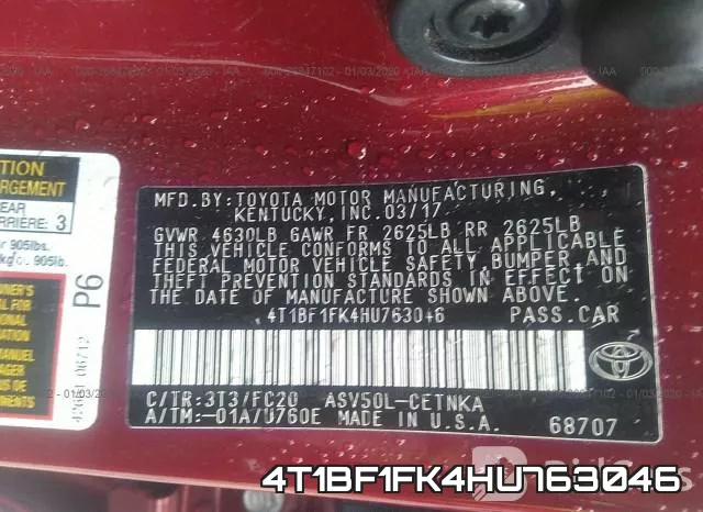 4T1BF1FK4HU763046 фото 10