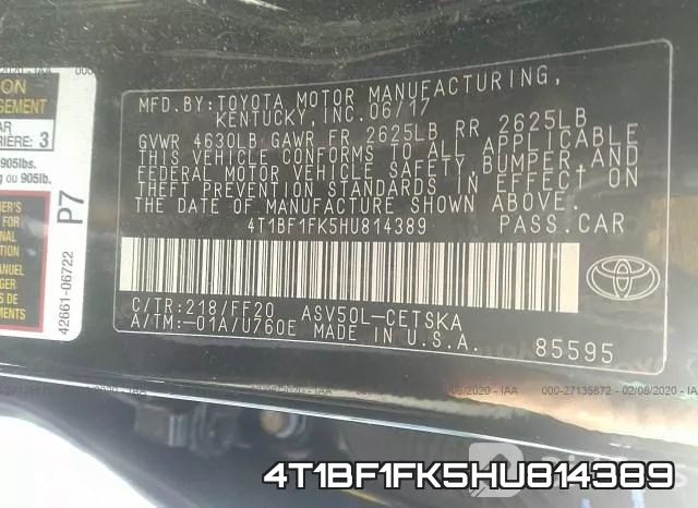 4T1BF1FK5HU814389 фото 10