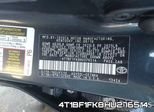 4T1BF1FK8HU276514 фото 10
