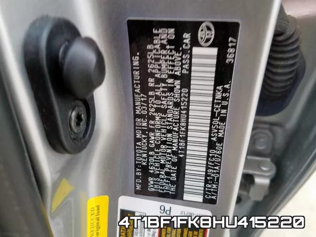 4T1BF1FK8HU415220 фото 2