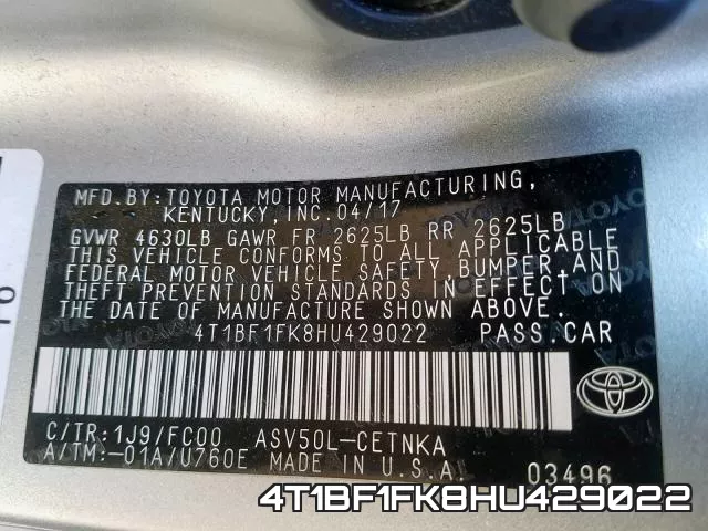 4T1BF1FK8HU429022 фото 2