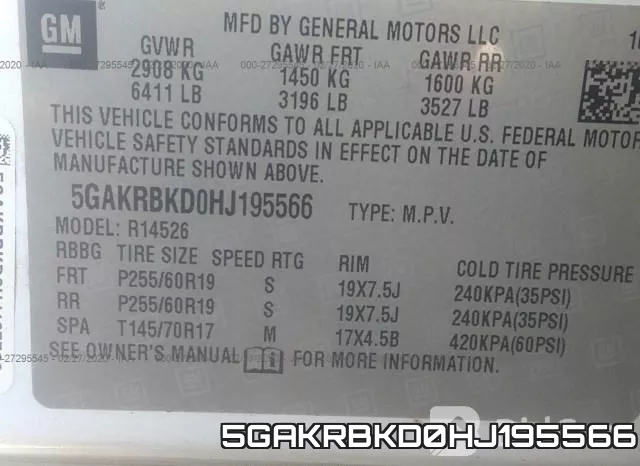 5GAKRBKD0HJ195566 фото 10