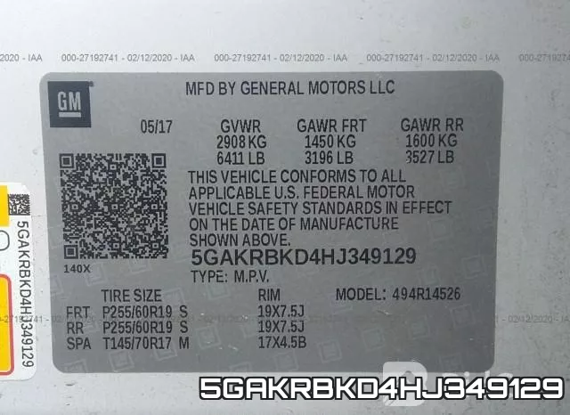 5GAKRBKD4HJ349129 фото 10