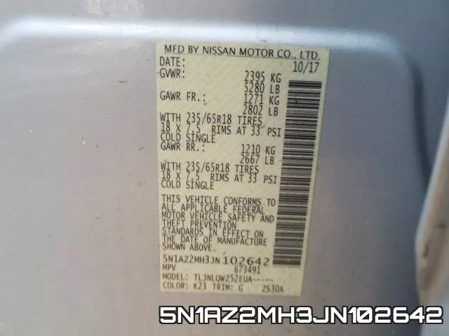5N1AZ2MH3JN102642 фото 2