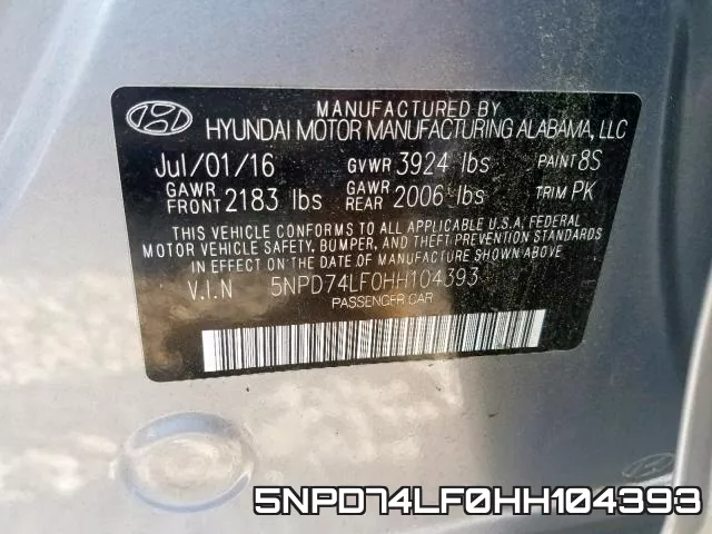 5NPD74LF0HH104393 фото 2