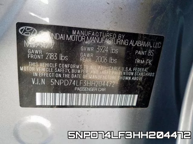 5NPD74LF3HH204472 фото 2