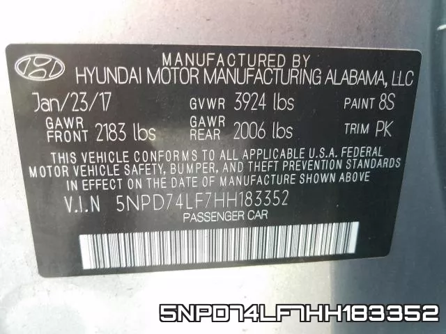 5NPD74LF7HH183352 фото 2