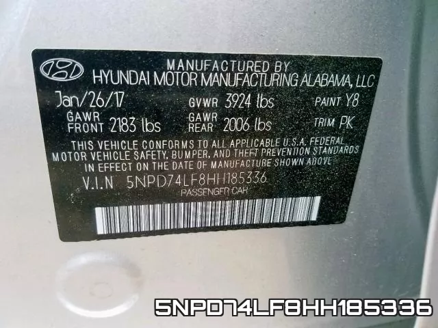 5NPD74LF8HH185336 фото 2