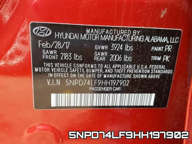 5NPD74LF9HH197902 фото 2