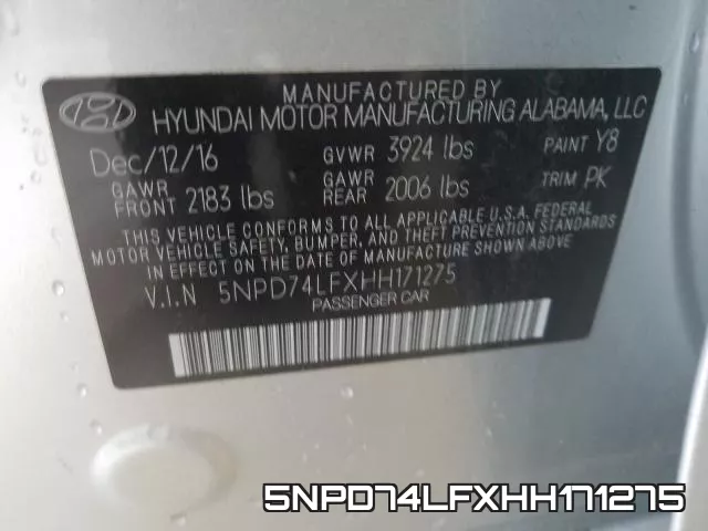5NPD74LFXHH171275 фото 2