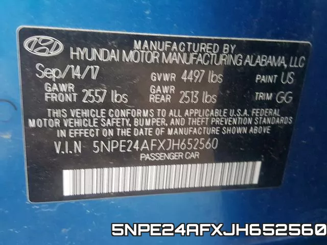 5NPE24AFXJH652560 фото 2