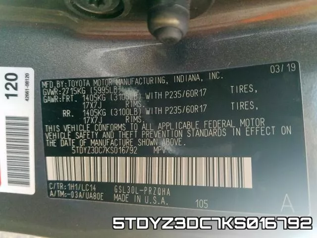 5TDYZ3DC7KS016792 фото 2
