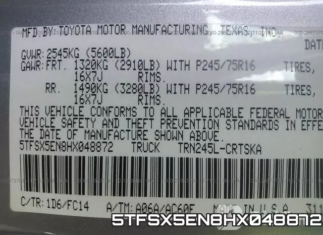 5TFSX5EN8HX048872 фото 7