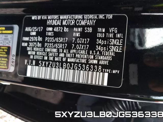 5XYZU3LB0JG536338 фото 2