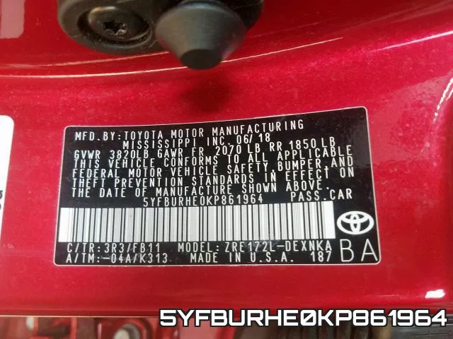 5YFBURHE0KP861964 фото 2