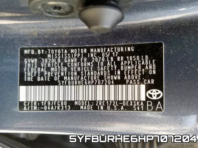 5YFBURHE6HP707204 фото 2