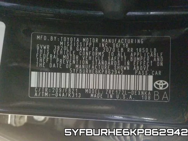 5YFBURHE6KP862942 фото 2